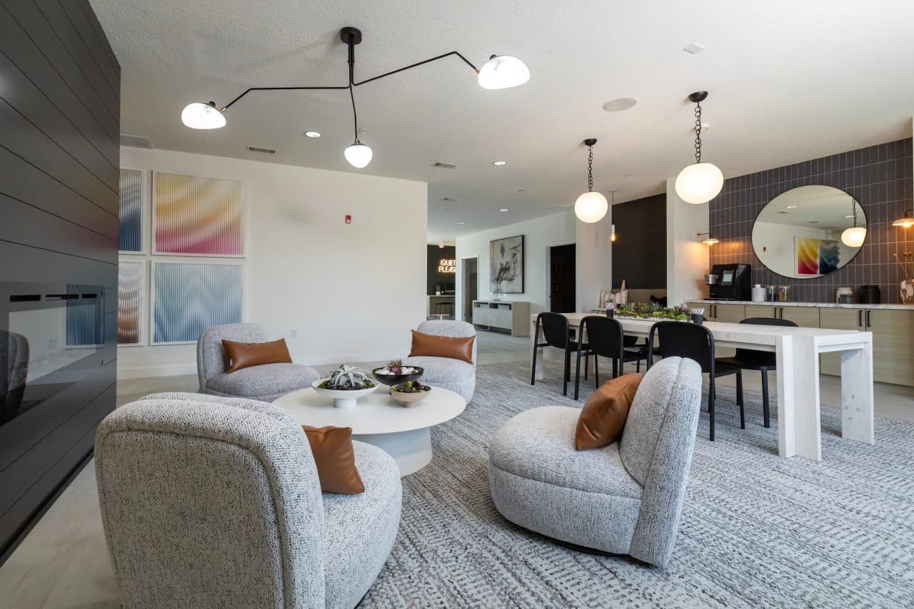 the collective at columbia apartments near the university of missouri resident clubhouse lounge seating